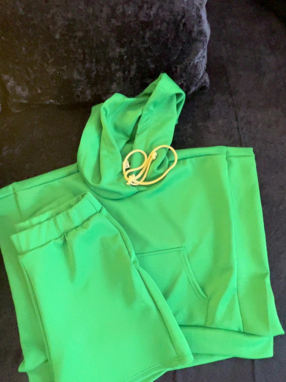 Women's Bright Green Hoodie & Jogger Set - Cozy Lounge Tracksuit